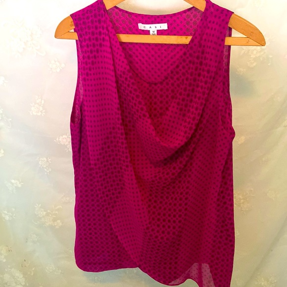 CAbi Tops - Cabi floral dot tunic draped neck sleeveless top med GUC